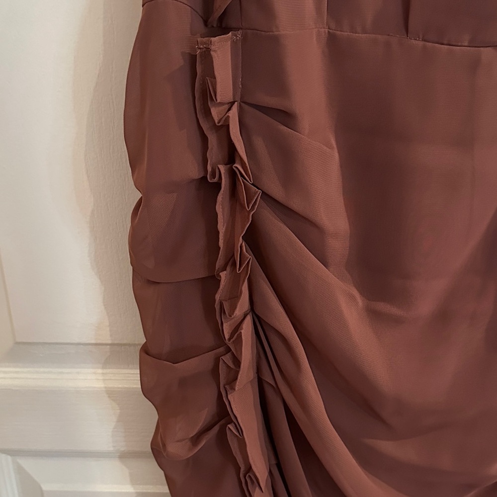 Express Backless Ruffled Dress - Brown - Picture 2 of 4